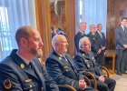 Steckkreuz-Verleihung, Gruppenbild mit Mark Schmidt, Rolf Hornfischer, Ralf Weidenhammer