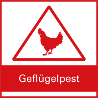 Rotes Warndreieck mit Huhn