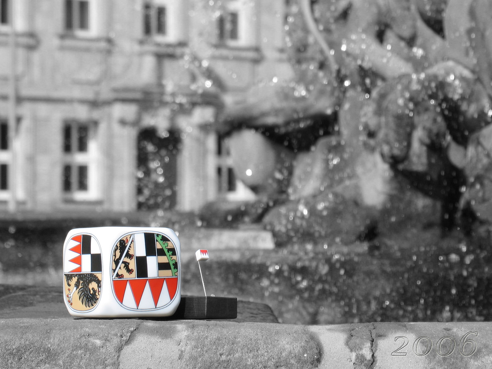 Frankenwürfel Der Frankenwürfel mit den Wappen der drei fränkischen Bezirke