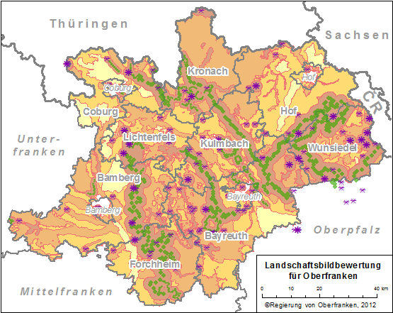 Karte Oberfranken Landschaftsbildbewertung